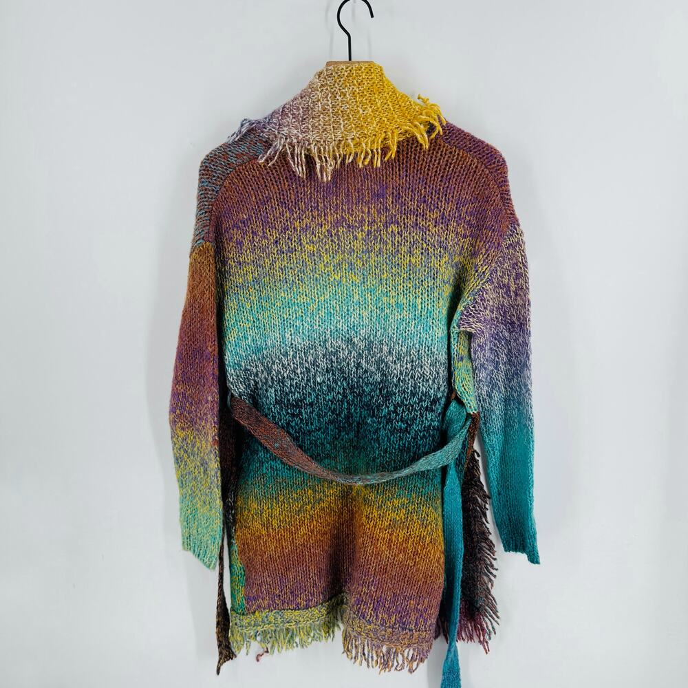 Anthropologie Multicolor Gradient Knit Cardigan - Teal, Yellow, Purple - Picture 3 of 10